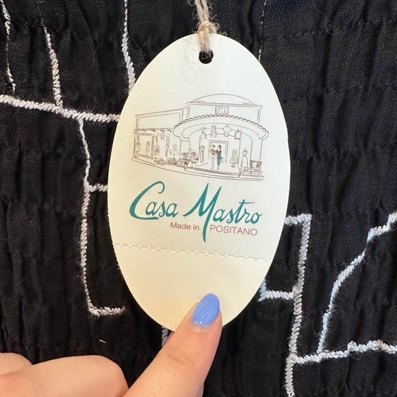 New with Tags Casa Mastro Black White Strapless Jumpsuit Sz Medium Linen Italy - Picture 7 of 8